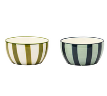Load image into Gallery viewer, The Bella Set of 2 Dipping Bowls - Green + Blue Stripe
