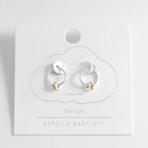 Estella Bartlett Earrings - Multi Flower Hoops Silver Plated