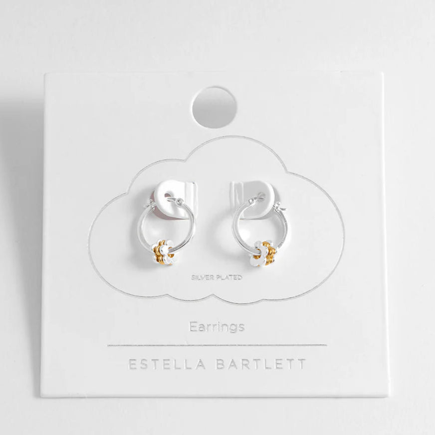 Estella Bartlett Earrings - Multi Flower Hoops Silver Plated