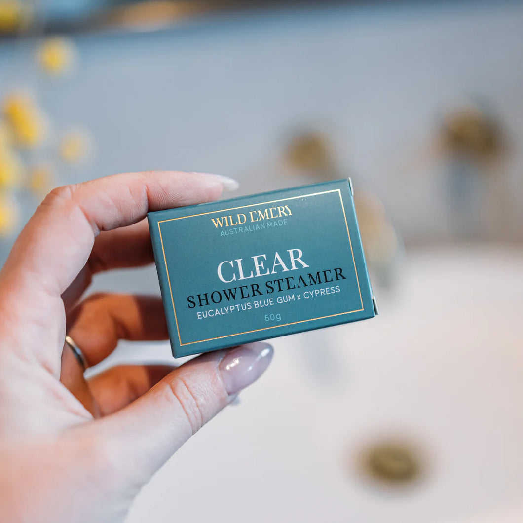 Wild Emery Shower Steamer - Clear : Eucalyptus Blue Gum + Cypress