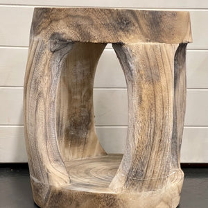 SALE : Timber Stool - Anoki Whitewash - 31 x 40cm (Was $165)