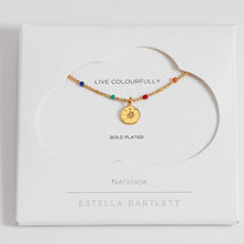 Load image into Gallery viewer, Estella Bartlett Necklace - Rainbow Beaded Cubic Zirconia Pendant Gold Plated
