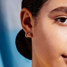 Load image into Gallery viewer, Estella Bartlett Earrings - White Cubic Zirconia Mini Hoops Silver Plated
