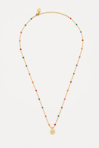 Estella Bartlett Necklace - Rainbow Beaded Cubic Zirconia Pendant Gold Plated