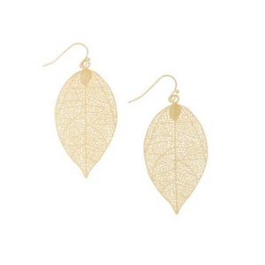 Filigree Leaf Earrings - Gold