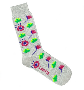 Floral Pattern Socks 2-8 Grey