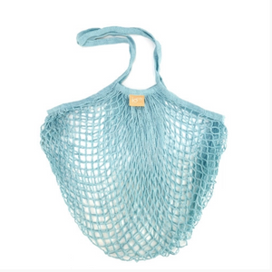 Natural Cotton Mesh Grocery Bag - Turquoise