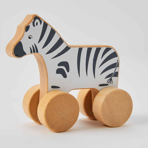 Wooden Rolling Zebra