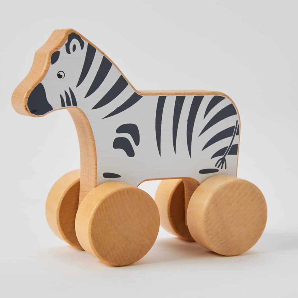 Wooden Rolling Zebra