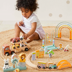 Wooden Car Carrier Set