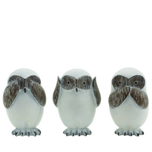 Owl Set 3 - Hear See Speak 9cm