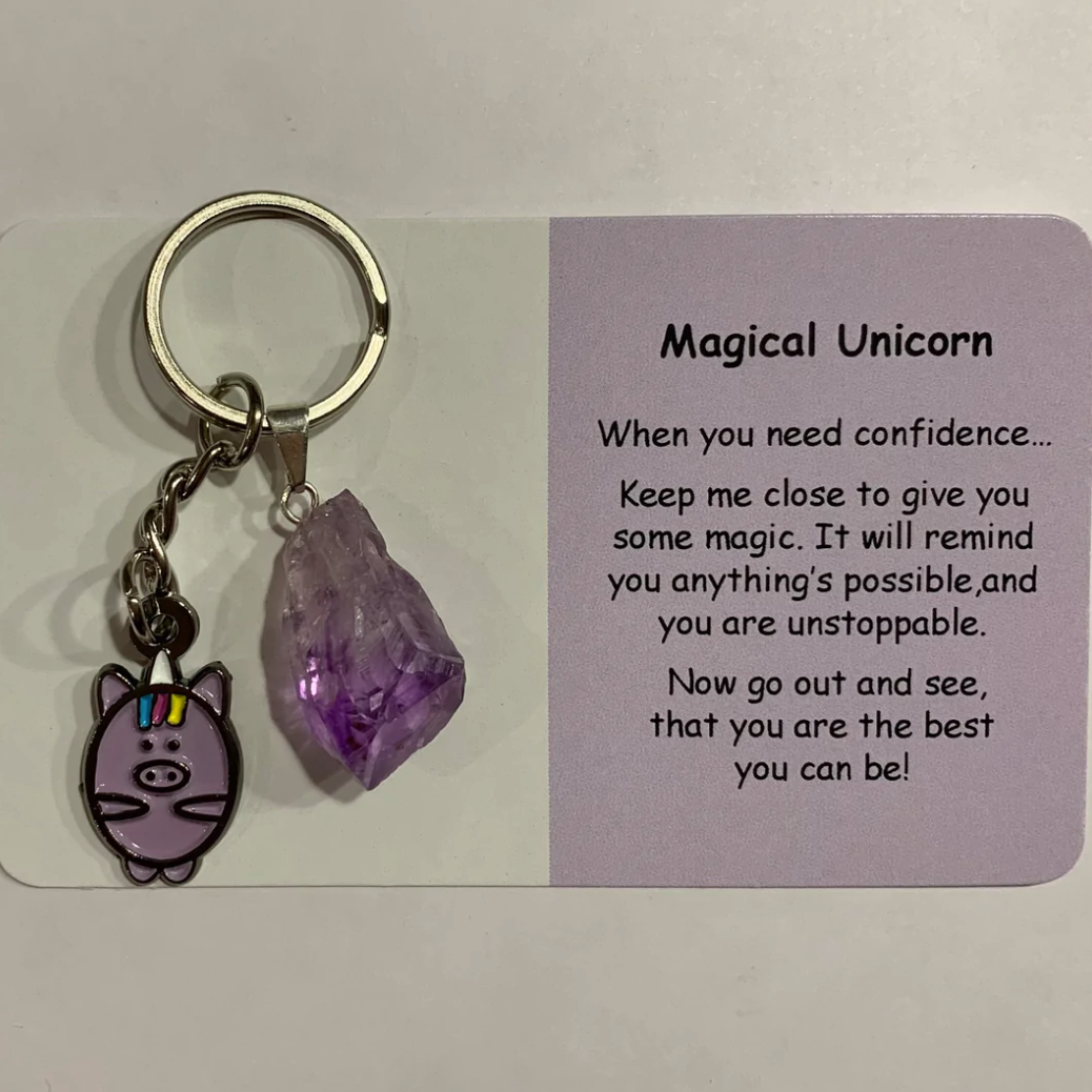Magical Unicorn Keyring with Crystal