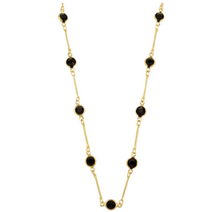 Necklace - Crystal Bar Gold Black