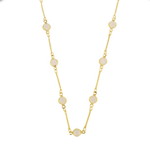 Necklace - Crystal Bar Gold Milky