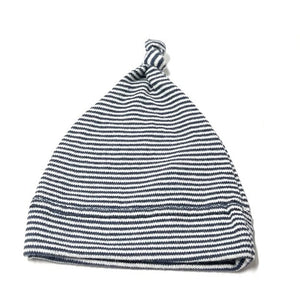 Baby Hat : Topknot Cotton Striped - Navy