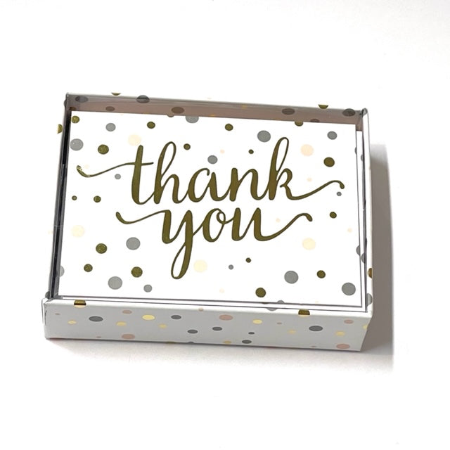 Thank You Boxed Notecards - Pink & Gold Dots